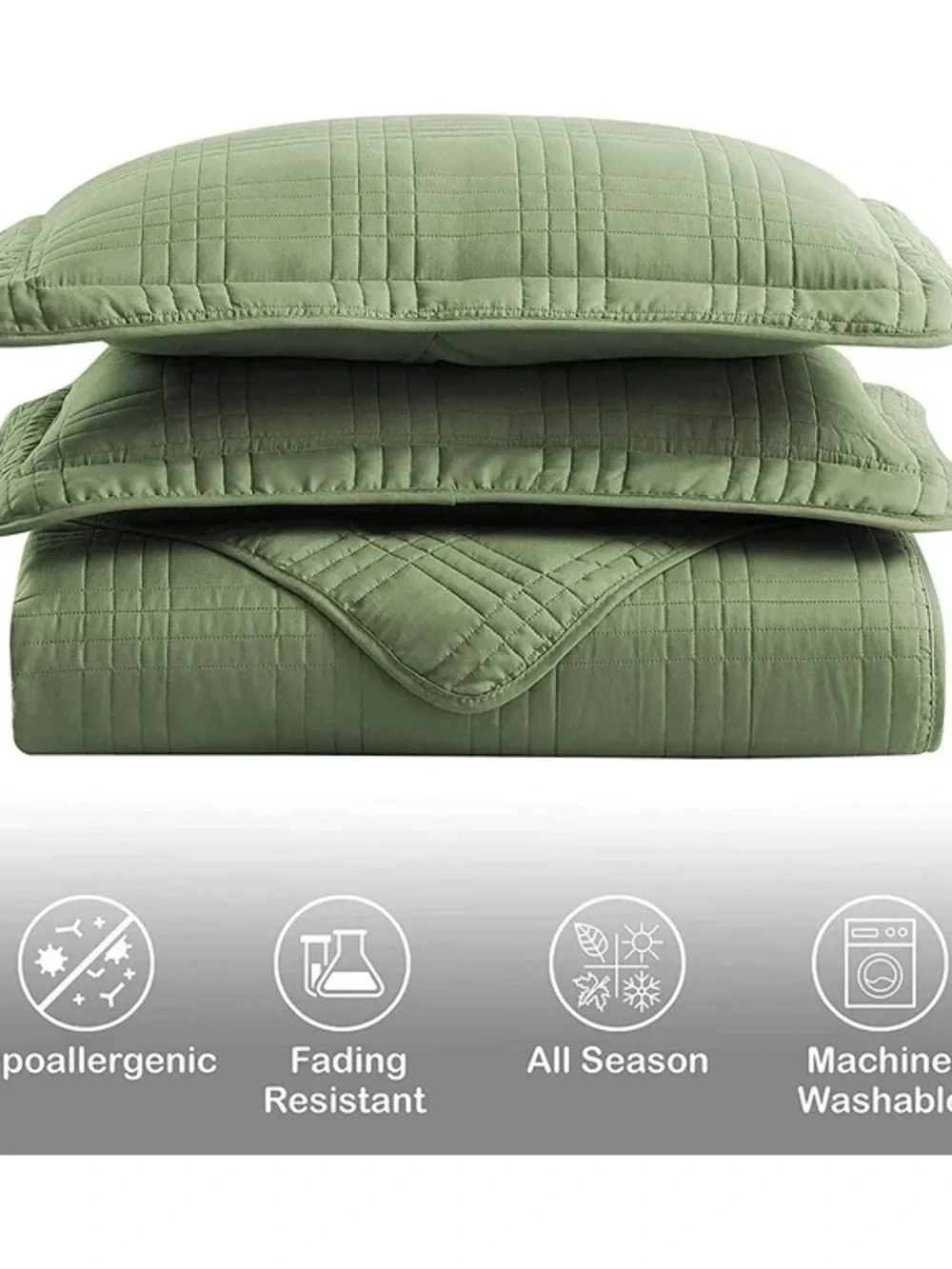 Sage Queen 3 piece Quilted Luxury Bedspread